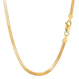 The Diamond Deal 14k Solid Yellow Gold 3.00mm Shiny Imperial Herringbone Chain Necklace or Bracelet...
