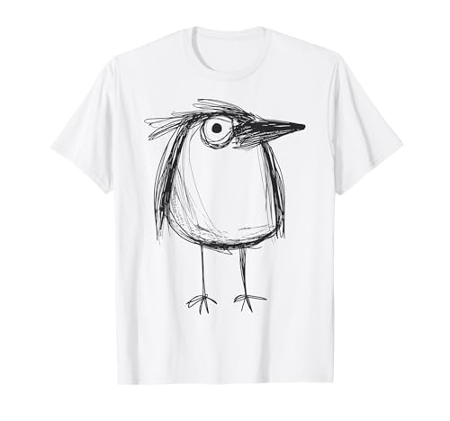 Funny Crow Sketch Drawing Bird Raven Hand Drawn T-Shirt