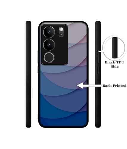Image of Waves Pattern Print Design Premium 2D Printed Metal Back Case Cover for Vivo V29 5G / V29 Pro 5G, Blue