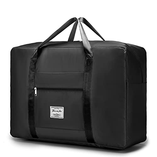SPAHER Sac de Voyage, Bagage Cabine 55x40x20cm Easyjet Tui Airways 45L Pliable Sac Weekend Rangement Grande Taille Noir Sacs de Voyage pour Homme et Femme, 1 Pièce Cover