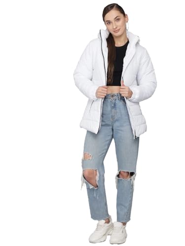 Image of KOTTY Women Nylon Full Sleeve Solid Long Length Puffer Jacket