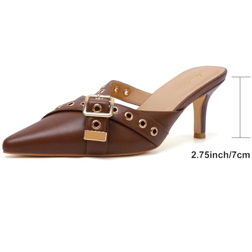 Image of Mostrin Kitten Heels for Women Pointed Closed Toe Heels Vintage Stiletto Dressy Pumps Shoes for Office Work Party