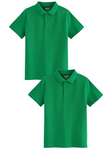 Must-have senza tempo NEXT Ragazzo Confezione da 2 Polo a Maniche Corte per la Scuola in 100% Cotone con vestibilità Classica Verde 5 Anni