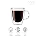 Oggi Set of 2 Double Wall Glass Coffee Cups - 16oz, Ultra Clear Borosilicate Glass Insulated Coffee Cup Set, Tea Cup Set, Cappuccino Cup Set, Latte Cup Set