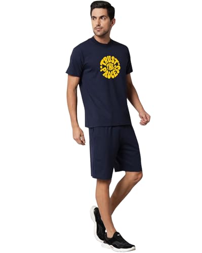 Image of Vogaan Men's T-Shirt and Shorts Set | Pyjama Set for Men | Co-ord Set | Cotton Printed Top & Shorts Night Suits Set