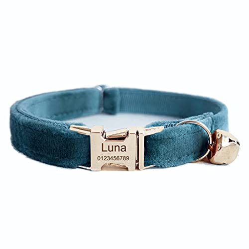 Cat Collar Personalized with Name Phone Number Engraved,Customized with Bell for Small Dogs Puppy Kitten