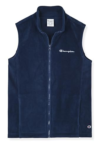 Image of Champion Boys Polar Fleece Vest Lightweight Sleeveless Zip Front Jacket with Pockets, Kids Outdoor Layering