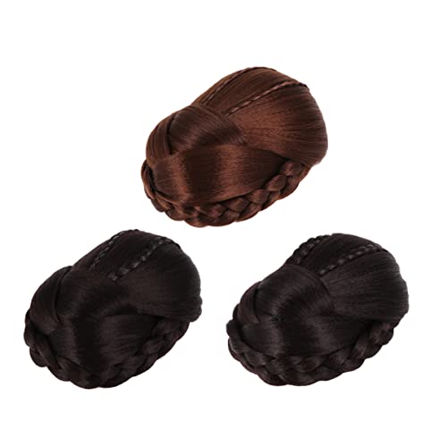 Lurrose 3 Pcs Scrunchies Traje Updo Acessório Extensões de Extensão Marrom Peruca Estilo Extensões d