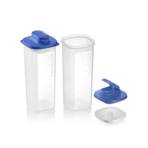 Tupperware Slim Line 2-Pitcher Set in Blue, Dishwasher Safe and BPA Free (2L / 8.4 Cups, Set of 2) by Tupperware - Used condition - US$34.85