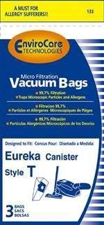 Sac en papier Style T Eureka aspirateur filtration Envirocare 3pk