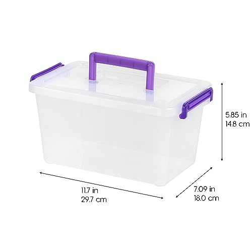 Image of IRIS USA 5 Qt. Plastic Craft Storage Container Bins with Lids, 6 Pack, Small Art & Office Supply Organizer Tote, Sensory Bins & Boxes for Home & University, Stackable, Carry Handle, Clear