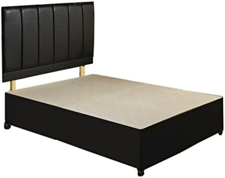 Faux Leather Divan Base Unit Only Available in all UK sizes (BLACK, 4FT6 DOUBLE)