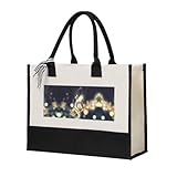 Liulannq Music Note - Elegante bolso de mano con costuras de lona para mujer