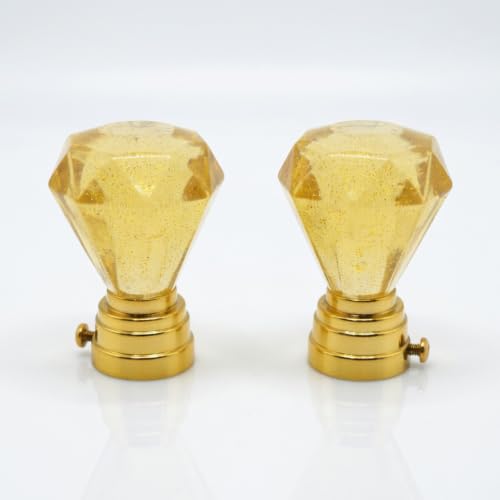 Image of Atlantic Curtain Rod Finials Set of 2, Decorative Textured Resin Diamond Finials with Gold Finish for Standard Drapery Rods