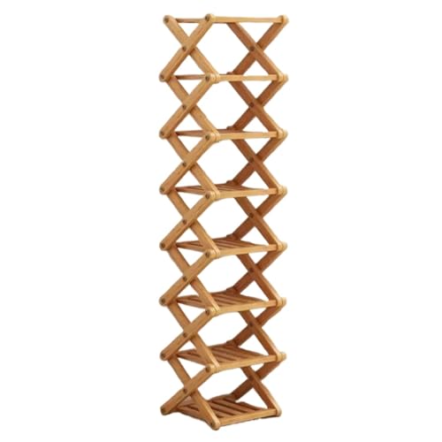 Étagère à chaussures en bambou à 9 niveaux pliable pour l'entrée - 2