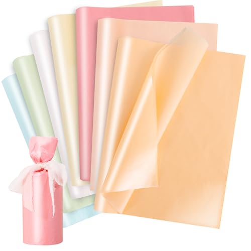 Image of BEISHIDA 7 Colors Pastel Tissue Paper Bulk, Metallic Glitter Wrapping Tissue Paper for Gift Bags, DIY Crafts Gift Wrapping Birthday Wedding Holiday-70 Sheet /20 x 14 Inches