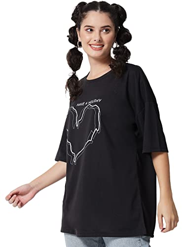 Image of KOTTY Women's Oversized T-Shirts | Cotton Blend||Stylish Prints & Solids||Long Length||Loose fit