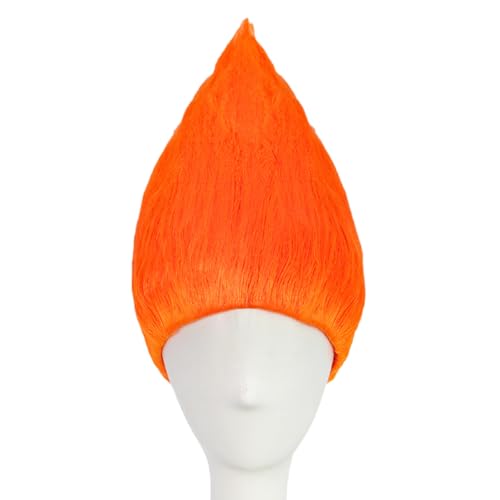 Image of JoneTing Flame Shape Orange Wigs for Halloween Light Orange Funny Wigs
