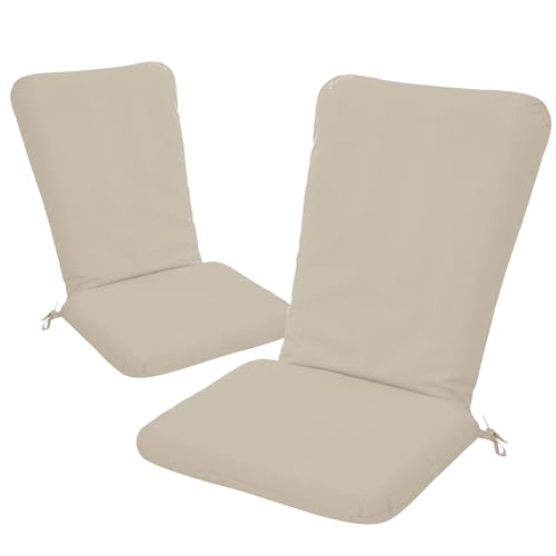 Ottowood Adirondack Chair Cushion Set of 2-19''x19'' Seat & 19''x28'' Back, Outdoor Rocking Chair Cushions with Waterproof, Fade-Resistant, Removable & Machine-Washable Covers, Cream