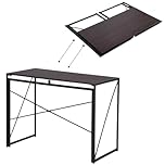 FurnitureR 1-Pack Folding Computer Workstation, Industrial Style, Sturdy Metal & Wood Construction, Home & Office Use, Desk, 100 cm x 50 cm x75.5cm, Space-Saving Design,Walnut