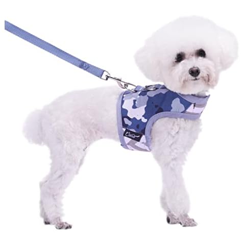 Small Dog Harness and Leash Set Small Pet Harness, Adjustable Soft Padded Dog Vest for Poodle,Pomeranian,Chihuahua,Minlature Pinscher Under 8LBS, Grey Camo Cover