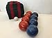BuyBocceBalls Listing - Made in USA, Premium Quality Engraved Tournament Bocce Set, 998 Grams (2 lbs. 3.2 oz.). Various Bag Colors - 110mm Rustic Orange and Blue Balls, Nylon Bag