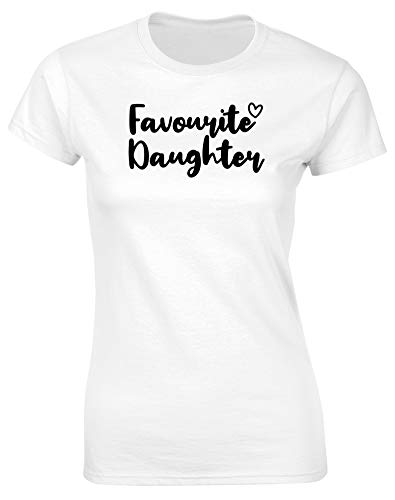 Image of Hippowarehouse Favourite Daughter Womens Fitted Short Sleeve t-Shirt (Specific Size Guide in Description) White