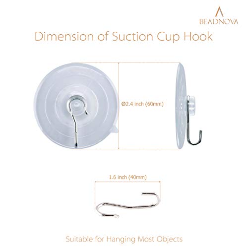 Beadnova BE19SL100009-6P Suction Cup Hooks 2.5 Inches Suction Cups With Hooks Suction Cup Hook For Window Glass Wall thumb #2