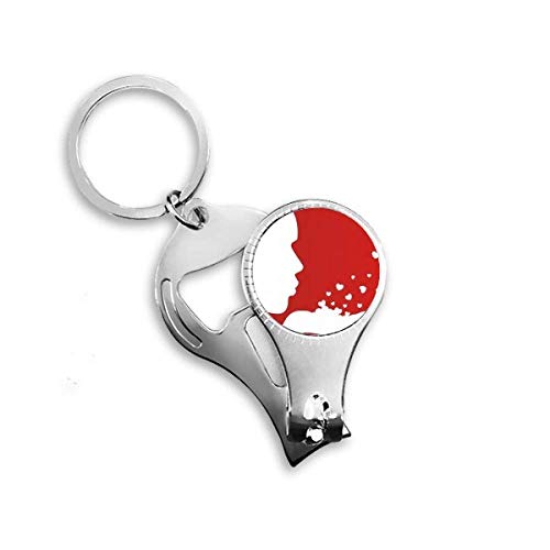 Porte-clés Saint-Valentin avec contour blanc, symbole d'amour