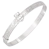 Dolce Valentina - Baby Bangle - Sterling Silver Bangle with Hearts and Sliding Teddy, New Baby Gifts & Christening Gift, Baby Bracelet (0-3 Years)