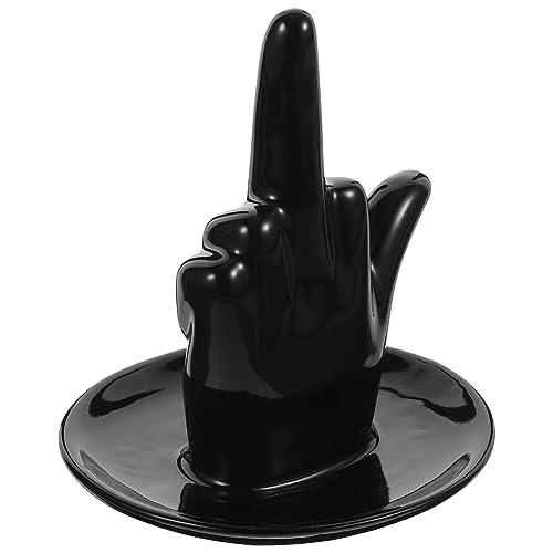 Gatuida Plat à Bijoux en Céramique Noir Élégant Sculpture Main, Plateau de Rangement Fin et Fonctionnel pour Bijoux, Protège sans Rayer les Mains