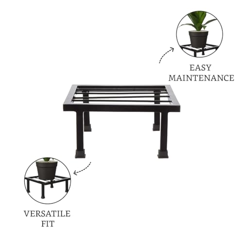 Image of Amazon Brand - Solimo Metal Flower Pot Plant Stands | Set of 4| Heavy Gauge Iron Pot / Gamla Stand | for Home, Balcony, Living Room | Black