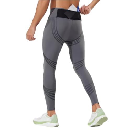 ZERAOKE Men’S Compression Pants with Back Pocket,Athletic Running Tights,Men Stretch Quick Dry Gym Workout Leggings-Gray-S