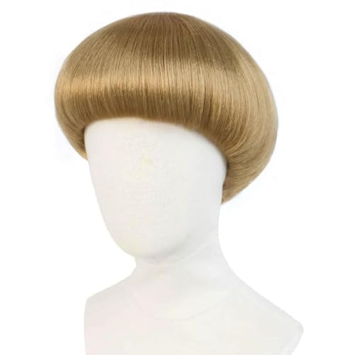 JoneTing Short Blonde Bowl Cut Wig Blonde Mushroom Wigs Mens Bob Wig