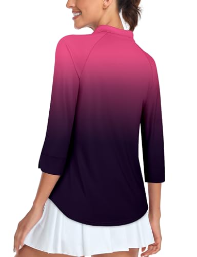 Image of Cucuchy Style Womens Golf Shirt 3 /4 Sleeve Quarter Zip Workout Tennis Tops Quick Dry UPF 50+ Shirts