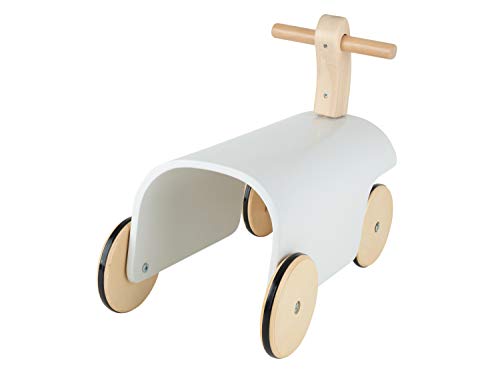Bieco Rutschauto Holz | weiß | Modernes Holz Rutschfahrzeug ab 1 Jahr | Holz Rutscher mit Gummibereifung | Vierrad… – Bild 4