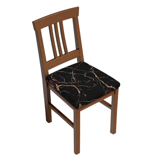 FHEDVBN Black Gold Marble Bar Stool Cover Six Piece Washable Square Seat Cushion Covers Stretch Non Slip Barstool Slipcovers Soft Velvet Chair Covers for Kitchen, Dining Room Decor