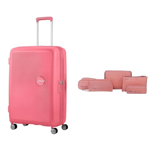 Valise American Tourister Soundbox rose grand format 77 cm pour vacances de deux semaines