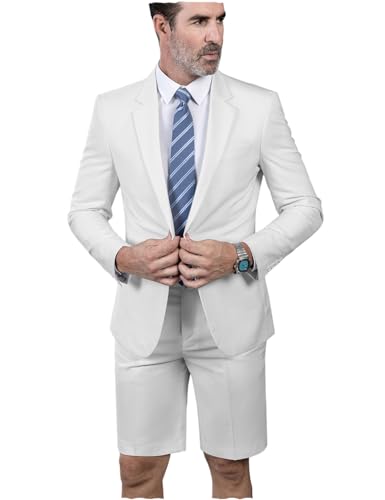 Mens Shorts Suit Casual Grooms Beach Wedding Slim Fit Tuxedo Suit Blazer & Shorts Set