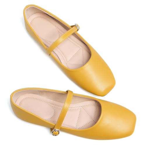Image of TN TANGNEST Leather Flats for Women Retro Mary Jane Flats
