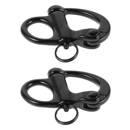 Kisangel 2 Pièces Lot de 2 Manilles Pivotantes à Ressort en Acier Inoxydable 69 MM Noir, Fixation Rapide pour Gréement de Voilier, Matériel de Navigation Résistant à la Corrosion,