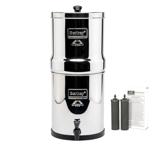 Big Berkey Gravity-Fed Stainless Steel Countertop Water Filter System 2.25 Gallon with 2 Authentic...