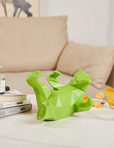 Nenbolec Bear Sculpture Statue Gifts Geometric Figurine Deco Polyresin Animal Arts Green 10 Inch #TOP2