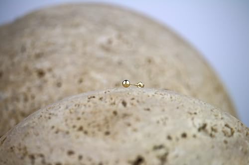 14K Solid Gold Ball Stud Earrings by Tela Jewelry | 4mm | Hypoallergenic | Screw Back Earrings | Gold Earrings for Women Minimalist and Dainty4