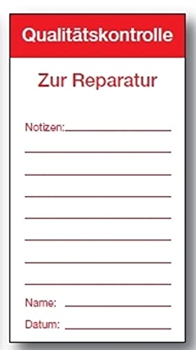 Aufkleber speziell für die Qualitätskontrolle "Reparatur" Etikett Folie selbstklebend beschriftbar | 150x80mm Made in Germany, Größe: 100 Stück
