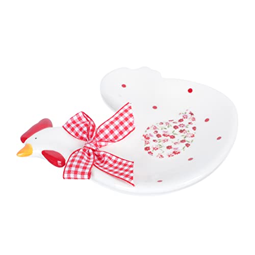 PRETYZOOM Assiette Saladier Poule Rouge Sculptée Relief Créative Pour Service Et Décoration Assiette à Salade Pour Usage Quotidien Et Réunions