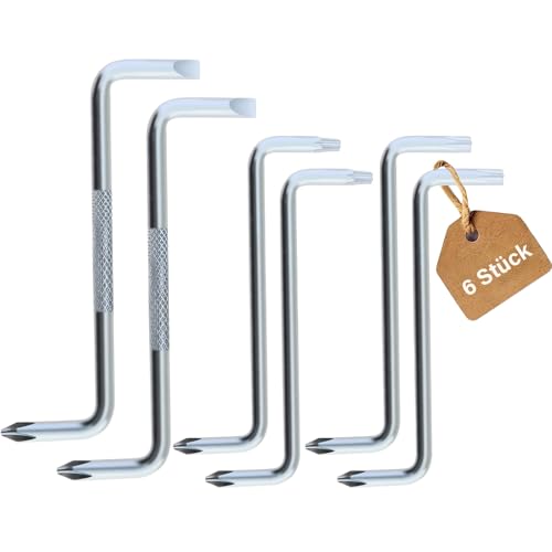 CALLYSONIC Jeu de 6 tournevis offset, clés coudées Torx, tournevis Z avec tête cruciforme et tête fendue, tournevis cruciforme, jeu de tournevis à tête, jeu de clés Torx