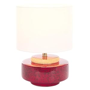 SAFAVIEH Lighting Collection Chels Red & Brass 19-inch Ceramic Table Lamp for Bedroom, Living Room, Home Office, Desk, Nightstand