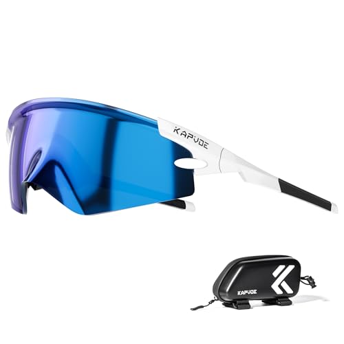 KAPVOE K410 Gafas de Ciclismo, Gafas de Sol para Hombre y Mujer, Patillas Ajustables, Protección UV400, Ligeras, con Bolsa para Bicicleta, Gafas Deportivas para Ciclismo MTB