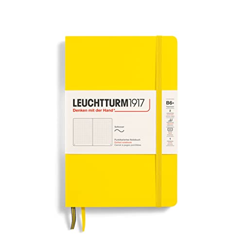 LEUCHTTURM1917 - Caderno de capa mole B6+ pontilhado (limão) - 123 páginas numeradas